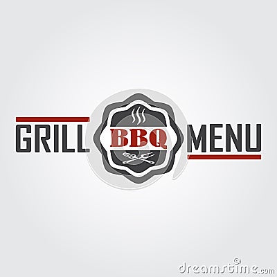 Grill menu design template. Grill or barbecue symbol. Vector Illustration. Vector Illustration